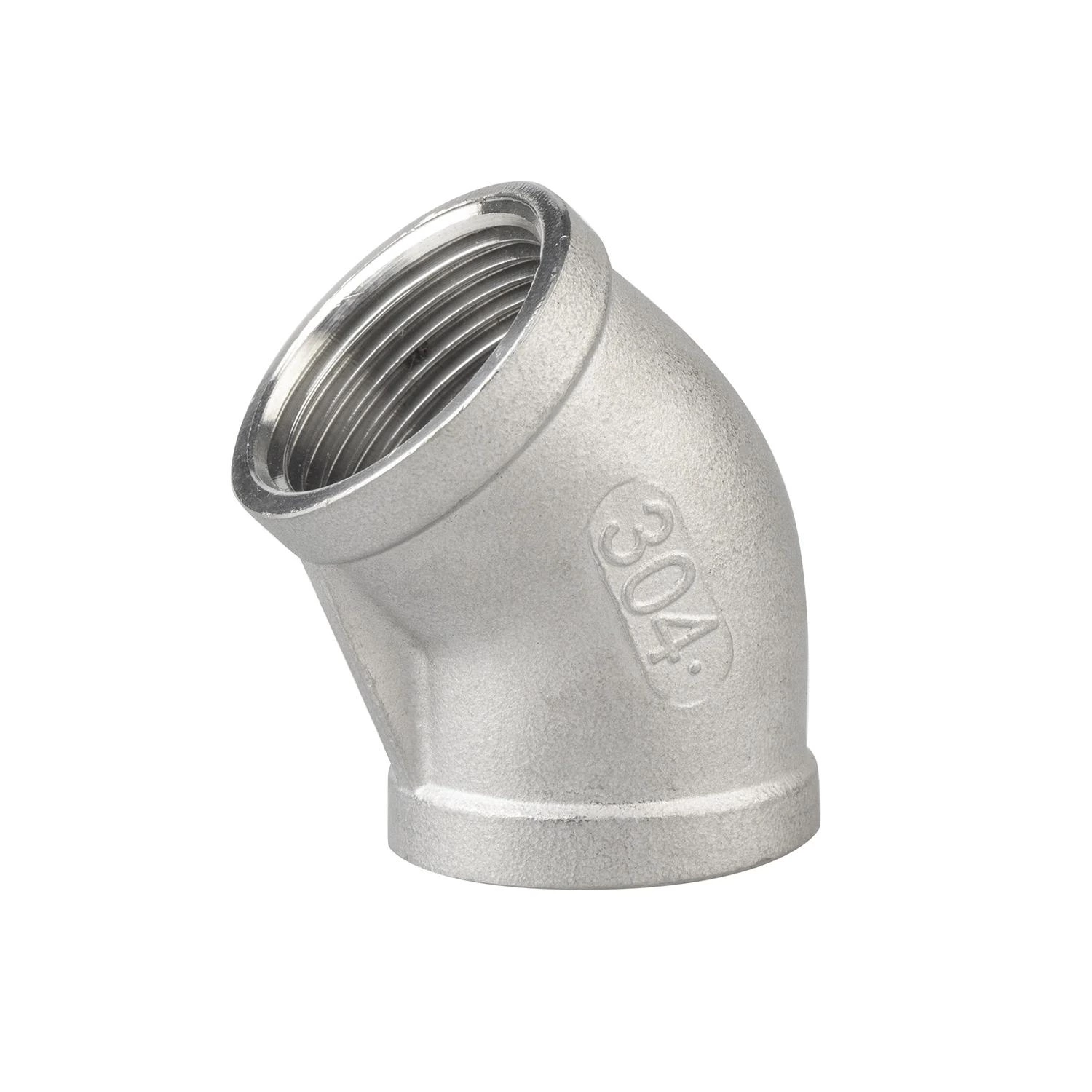 Stainless Steel Pipe Fittings 304 2" NPT/BSPT Threaded 45 Degree Elbow