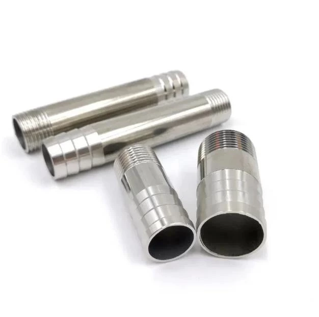 Stainless Steel Pipe Fitting Male X Hose Barb Hosetail Barrel Nipple