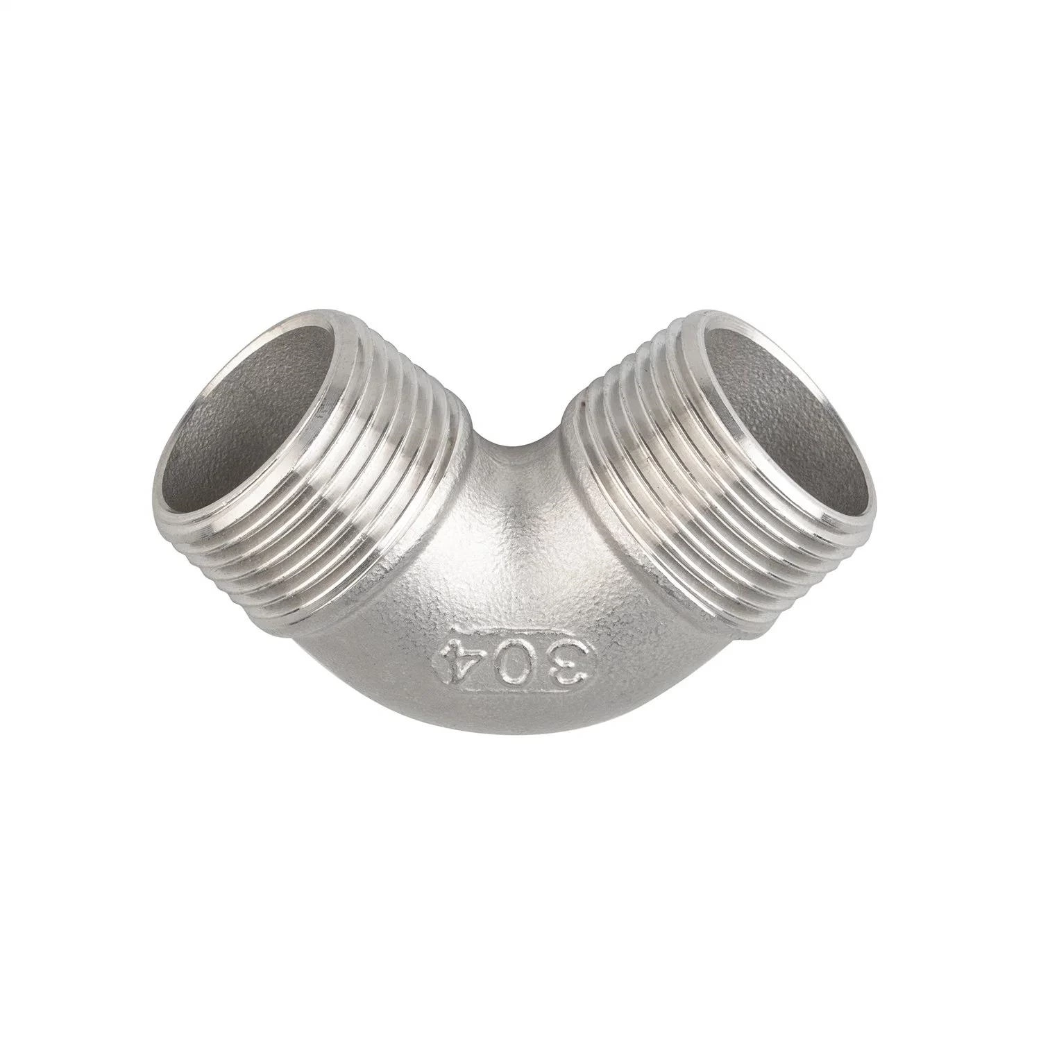 Stainless Steel Pipe Fitting Double Male Threaded 90 Elbow